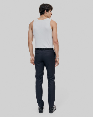 Fitted blue wool suit pants