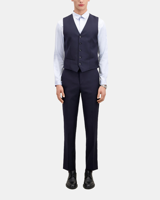 Navy blue wool suit vest
