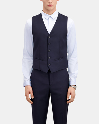 Navy blue wool suit vest