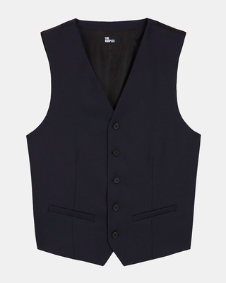 Navy blue wool suit vest
