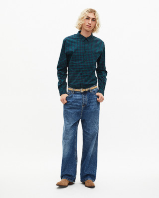 Small navy and green check shirt