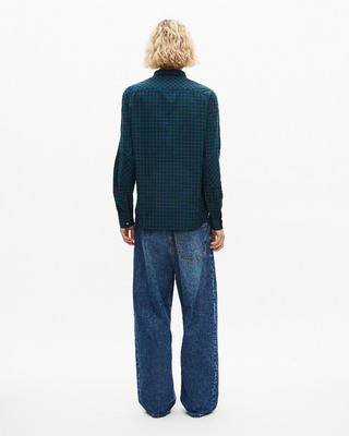 Small navy and green check shirt