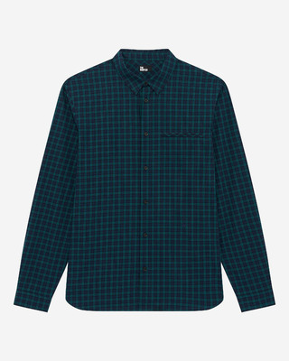 Small navy and green check shirt