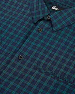 Small navy and green check shirt