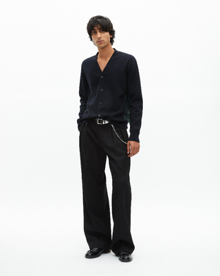 Navy double-sided wool cardigan