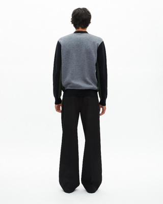 Navy double-sided wool cardigan