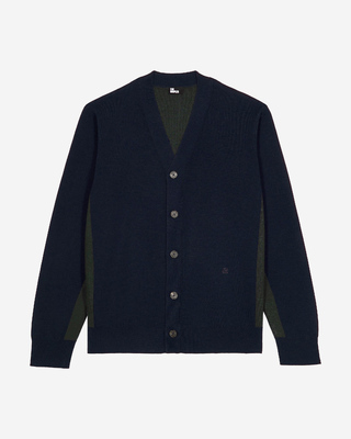 Navy double-sided wool cardigan
