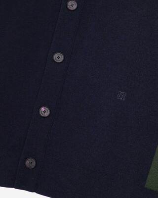 Navy double-sided wool cardigan