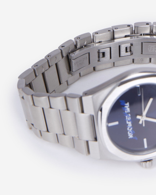 Silver 'What Is' Watch with Blue Dial