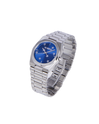Watch with silver stars and blue dial