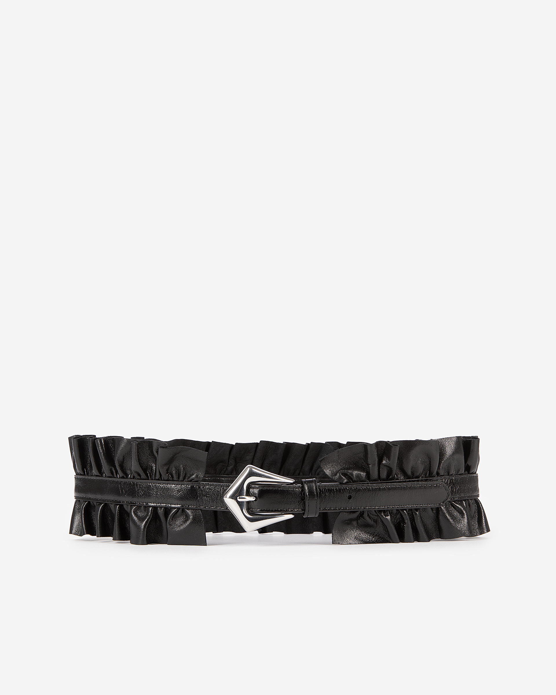 Wide belt with black leather gathers