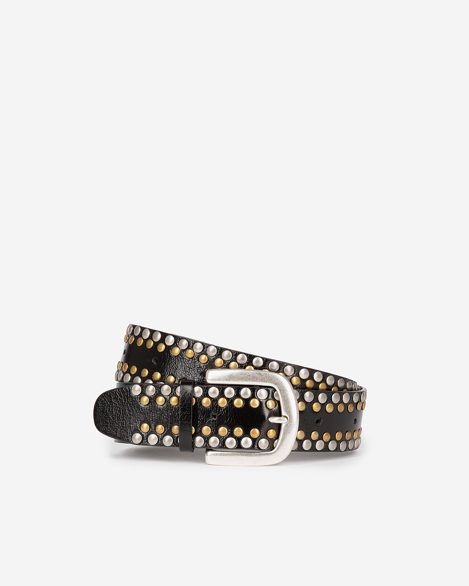 Black leather belt with studs