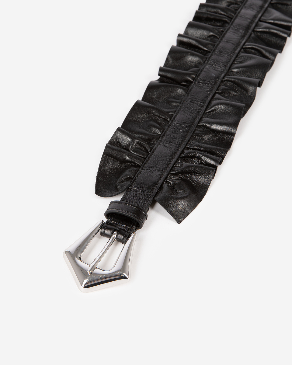 Wide belt with black leather gathers