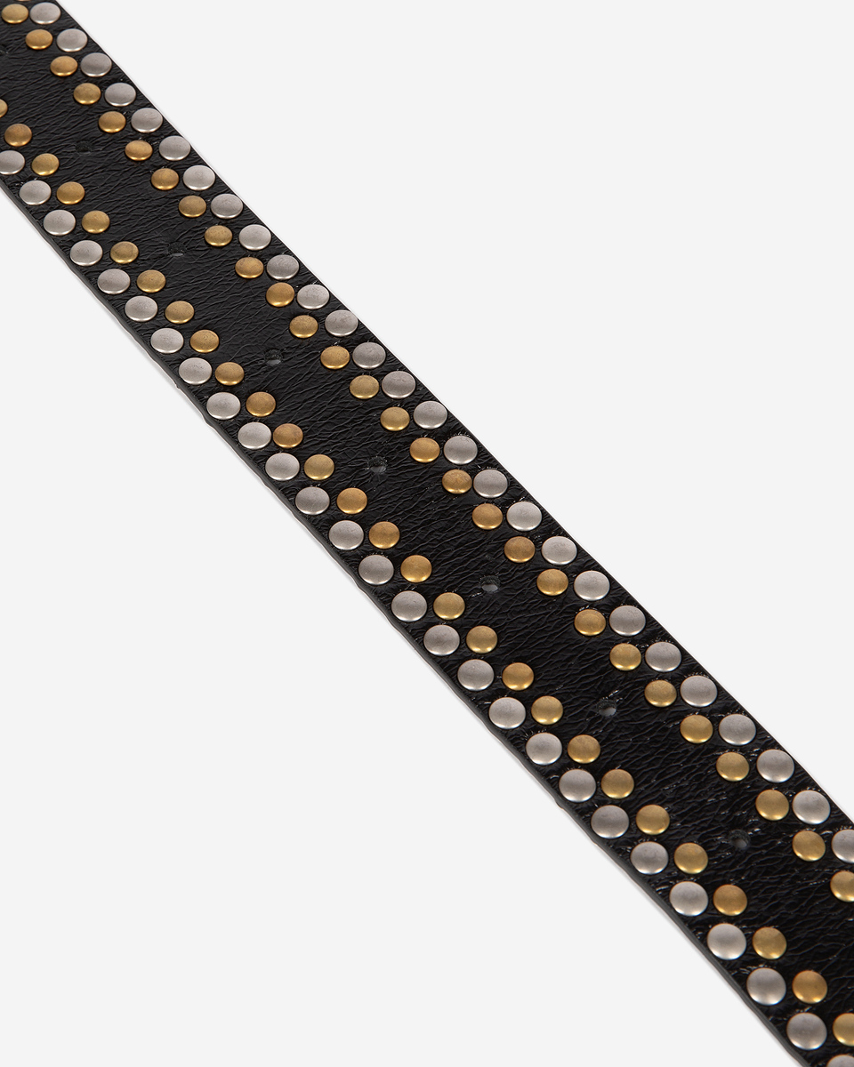 Black leather belt with studs