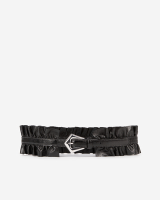 Wide belt with black leather gathers