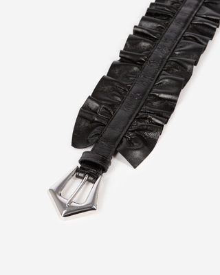 Wide belt with black leather gathers