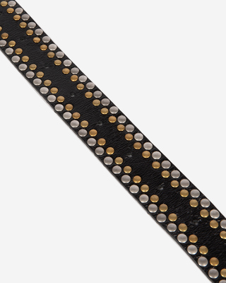 Black leather belt with studs