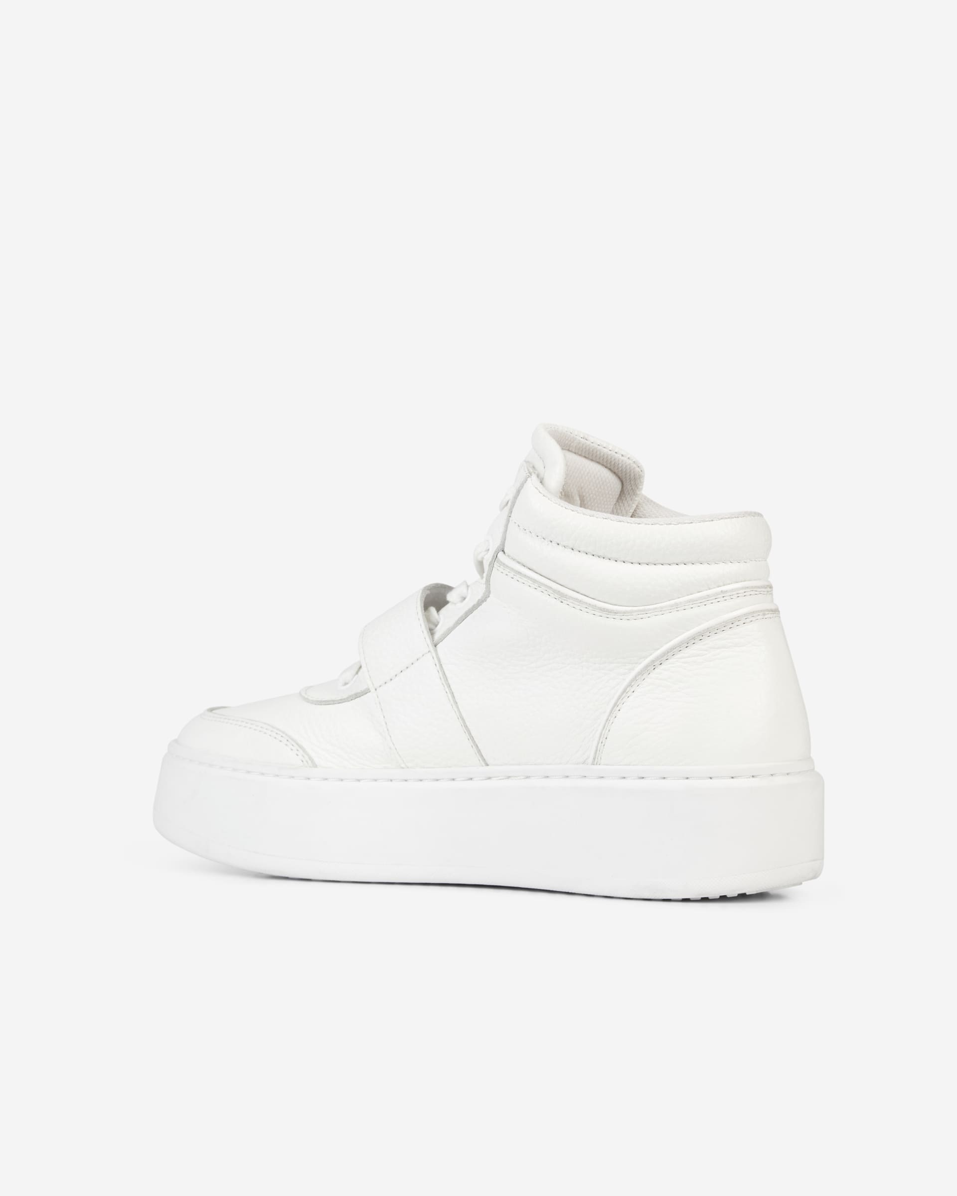 White leather high top sneakers