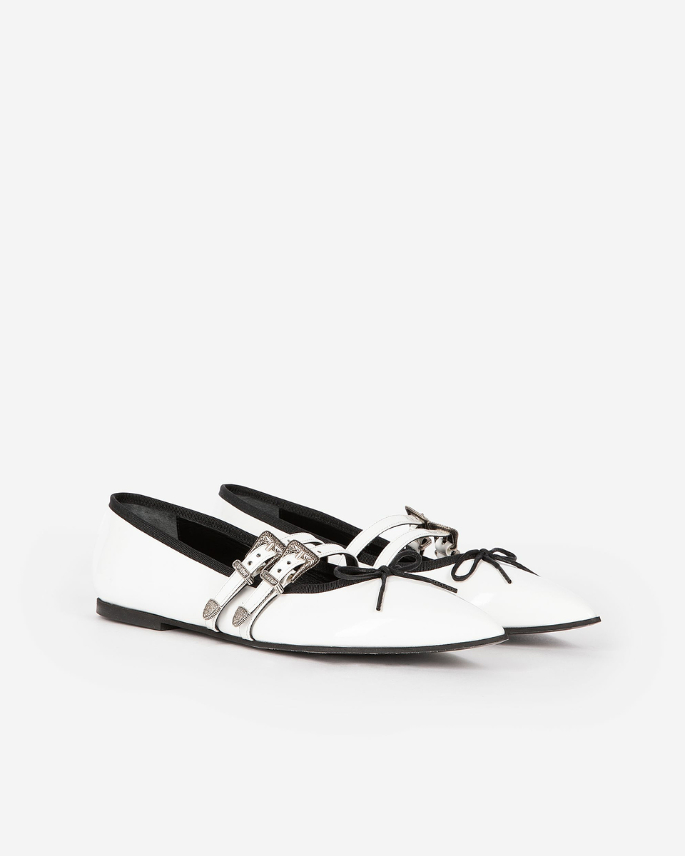 Flat white leather ballerinas