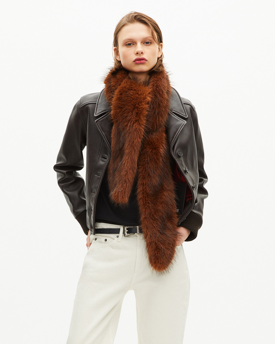 Brown fur collar