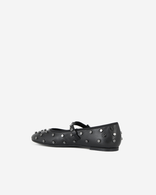 Black leather ballerinas with studs