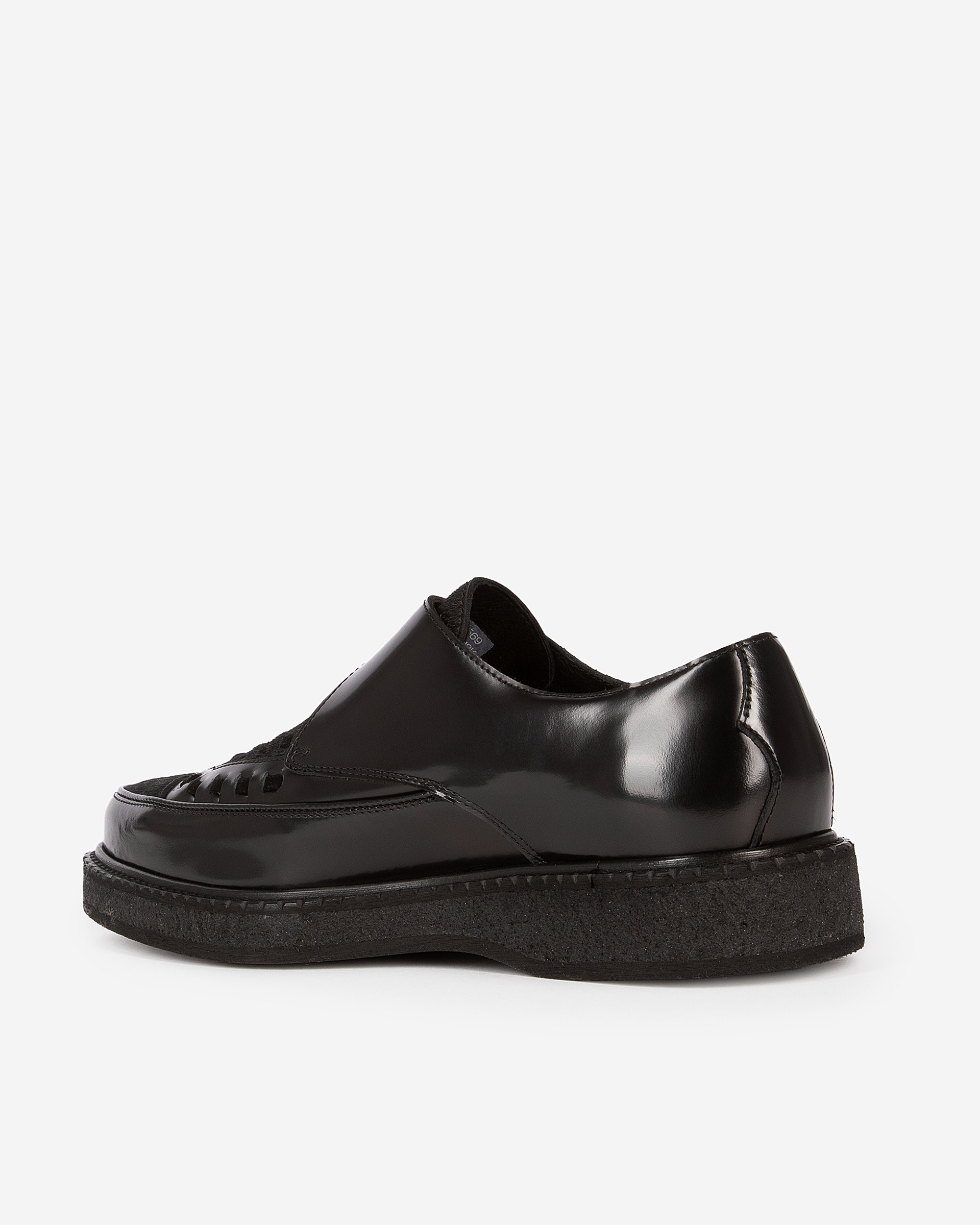 Black leather and foal-effect Derbies