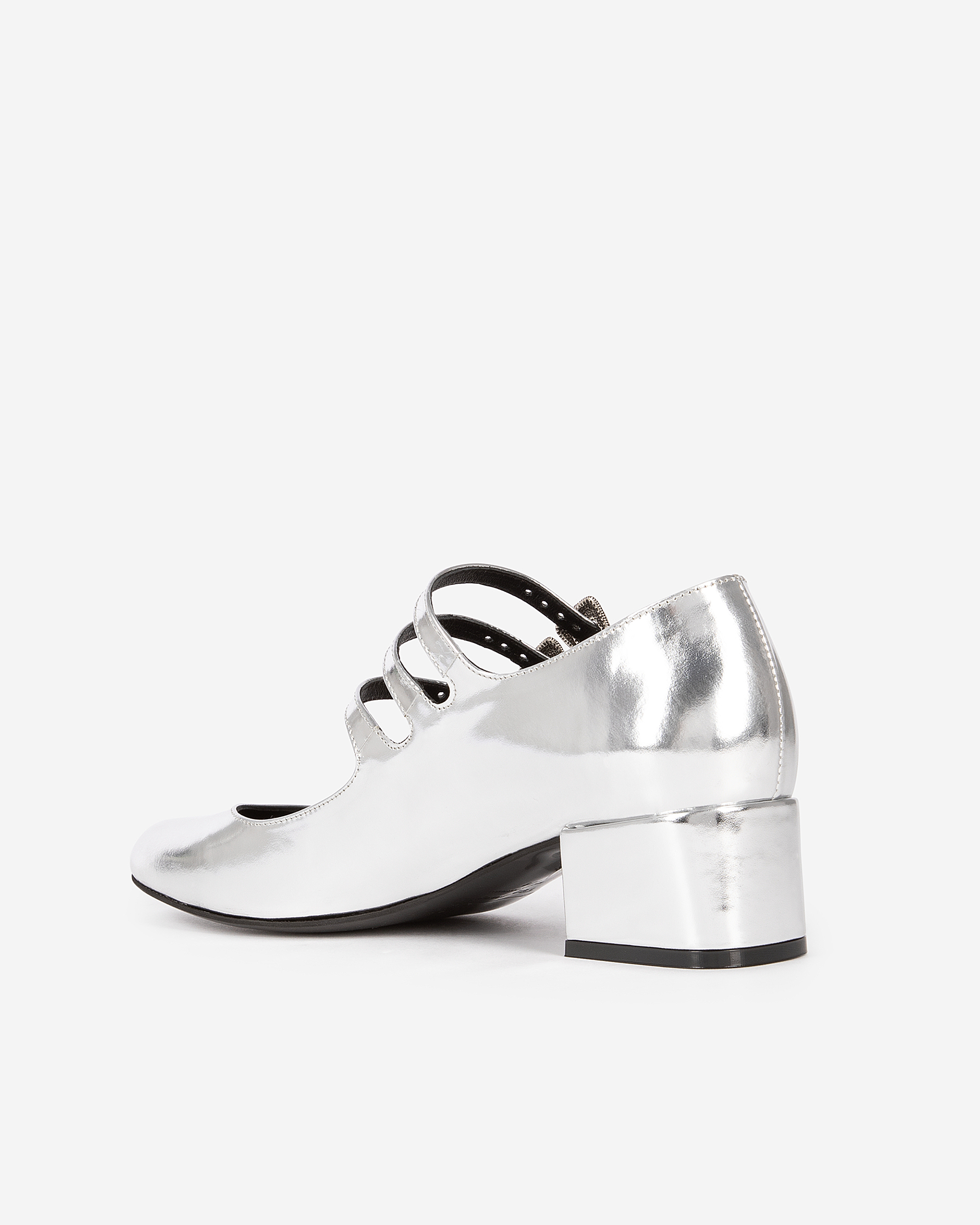 Babies with silver leather heels