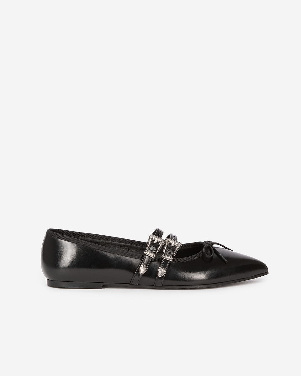 Flat black leather ballerinas