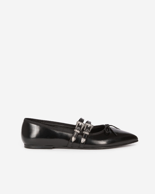 Flat black leather ballerinas