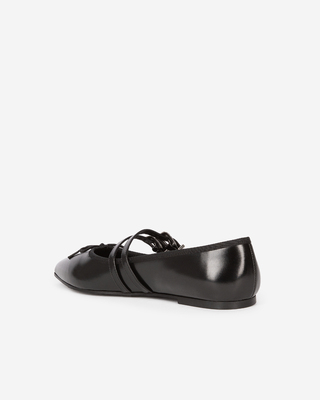 Flat black leather ballerinas