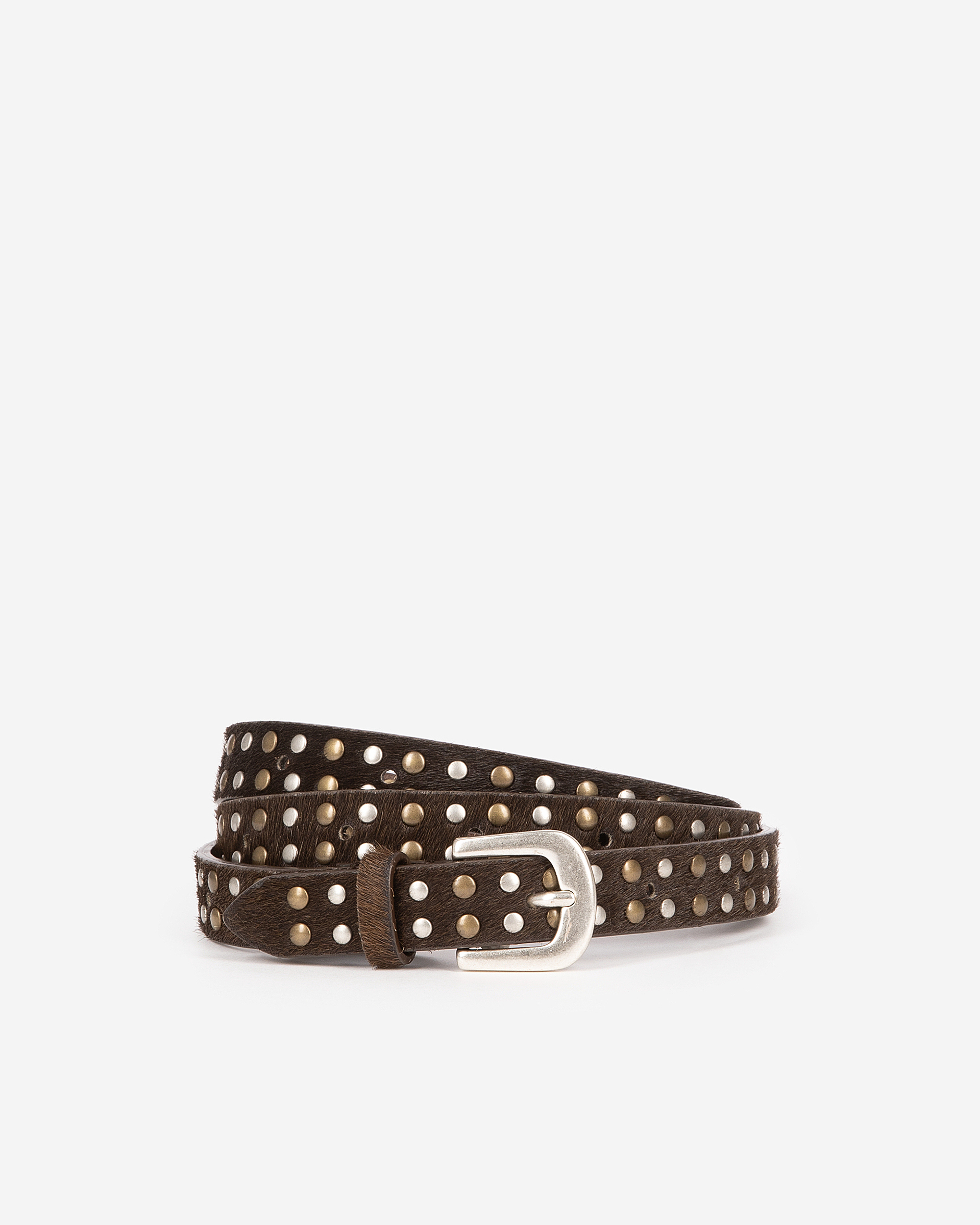 Slim brown leather belt