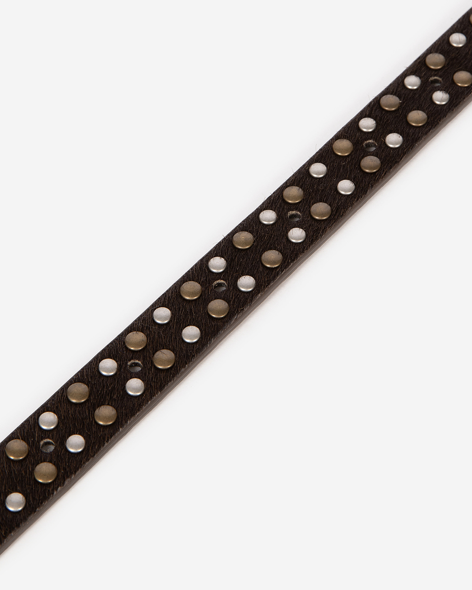 Slim brown leather belt