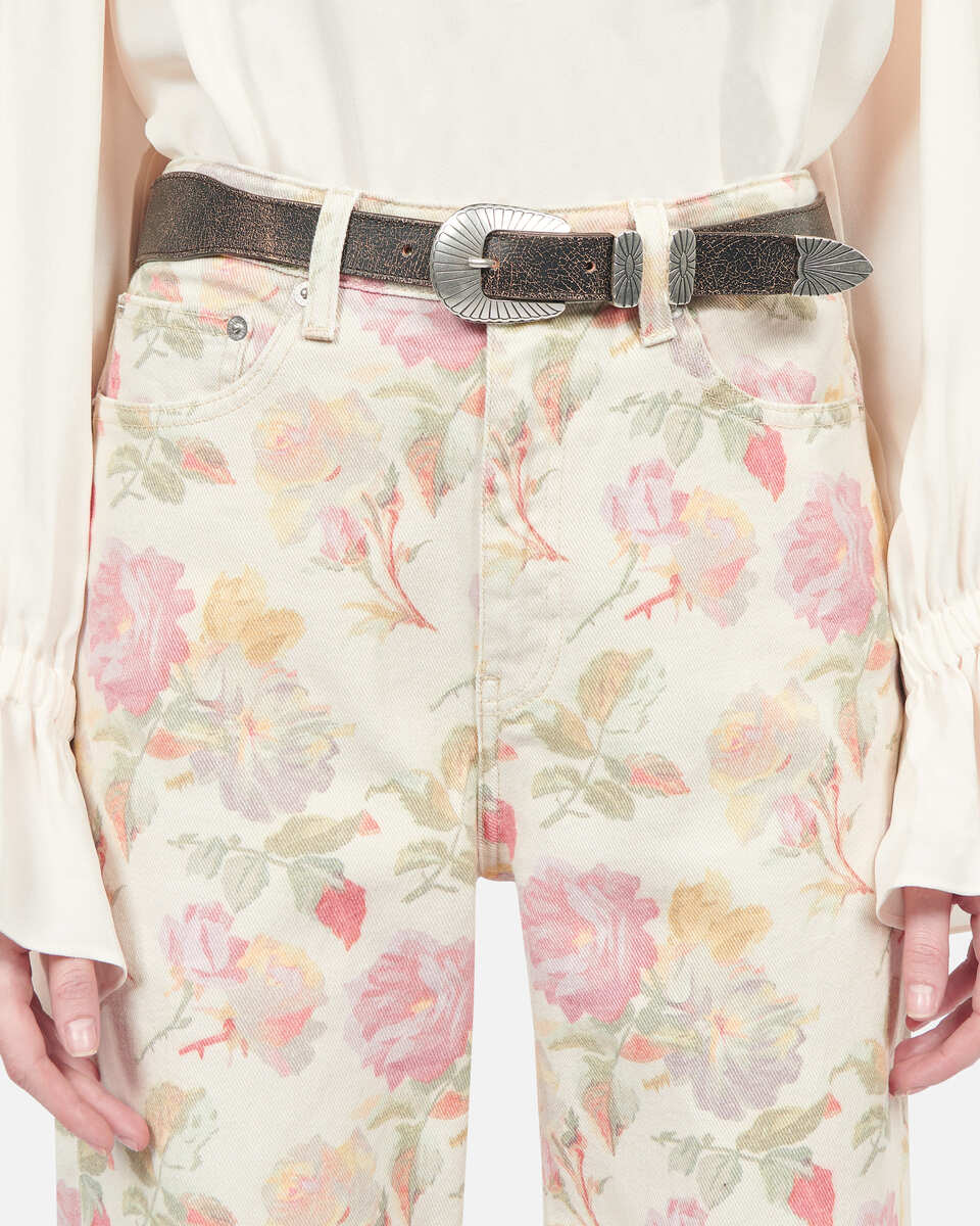 Thin brown leather belt