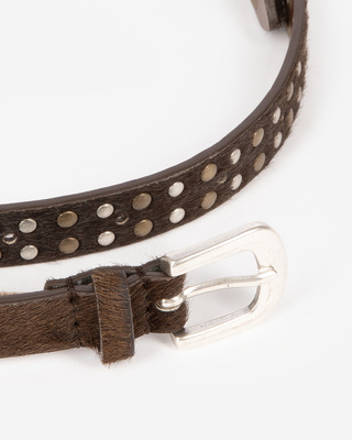 Slim brown leather belt