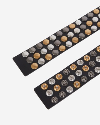 Wide black leather belt with press studs