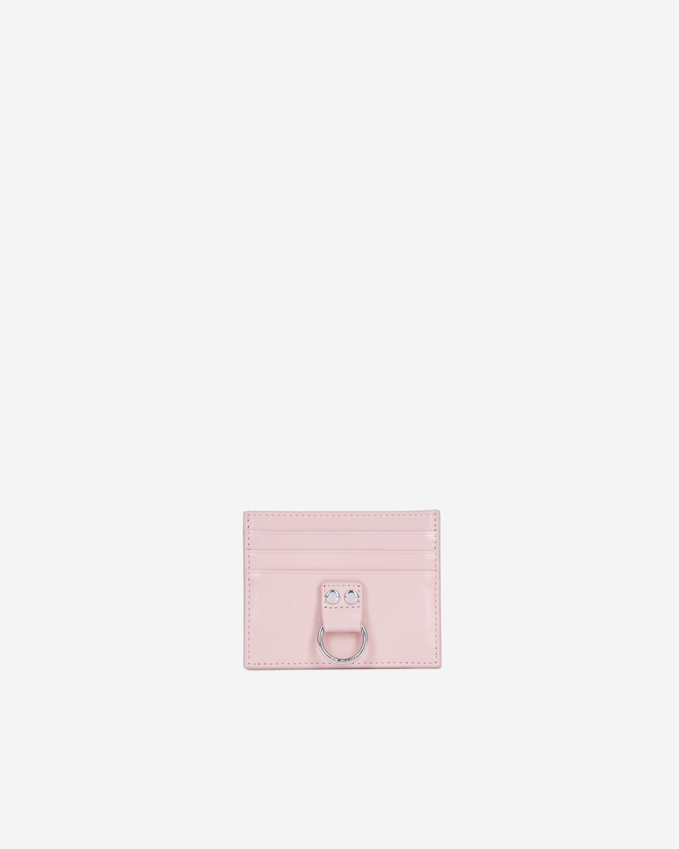 Amelia pink leather card case