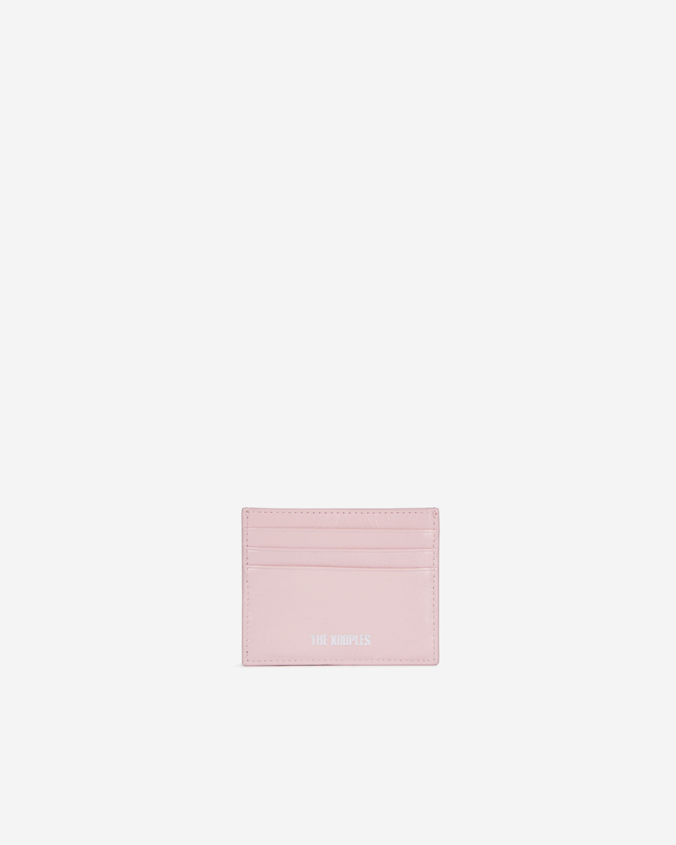 Amelia pink leather card case