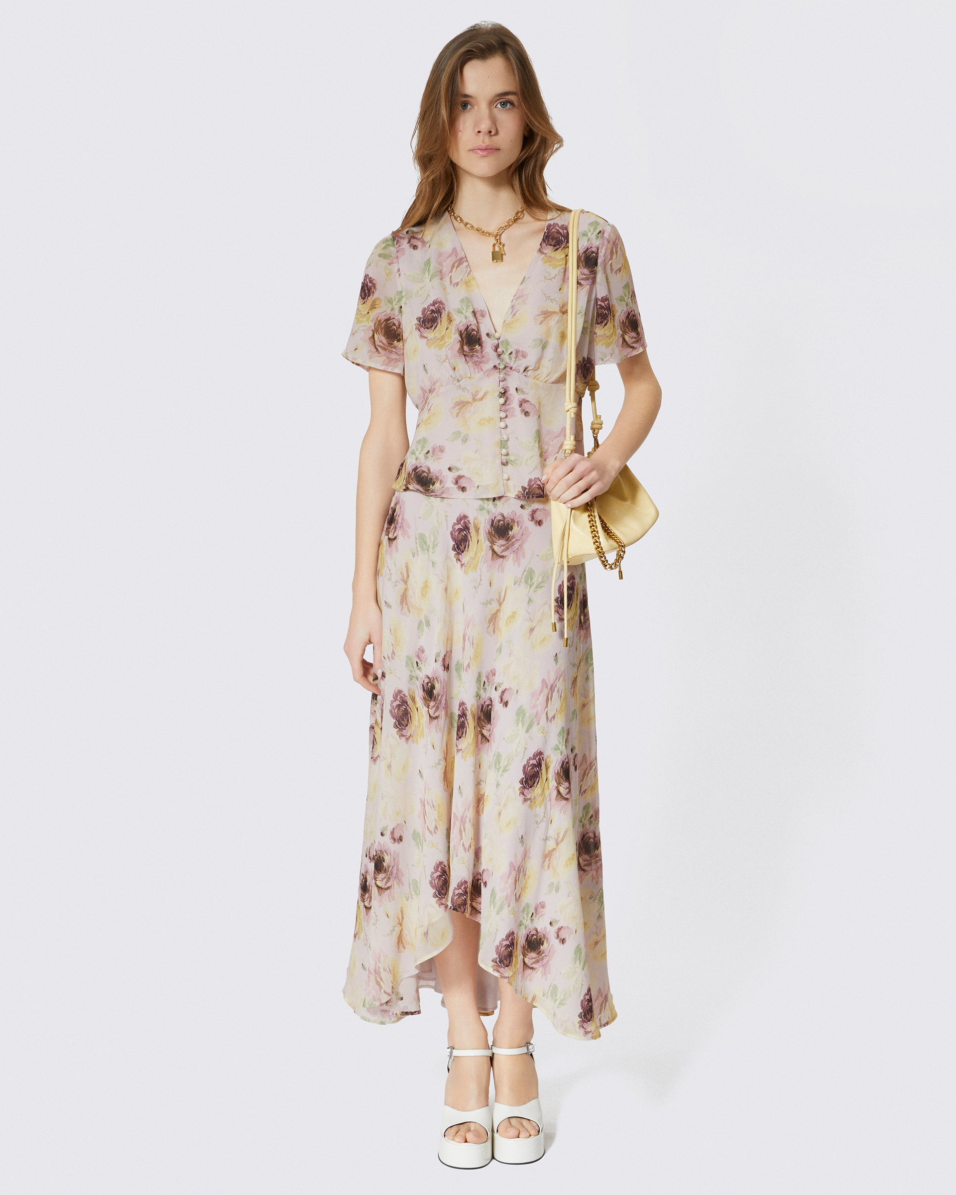 Floral print long skirt