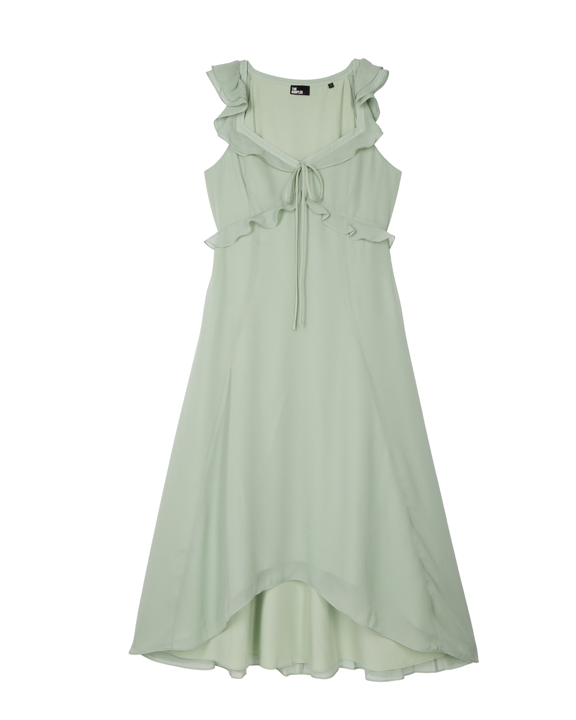 Green ruffled maxi dress