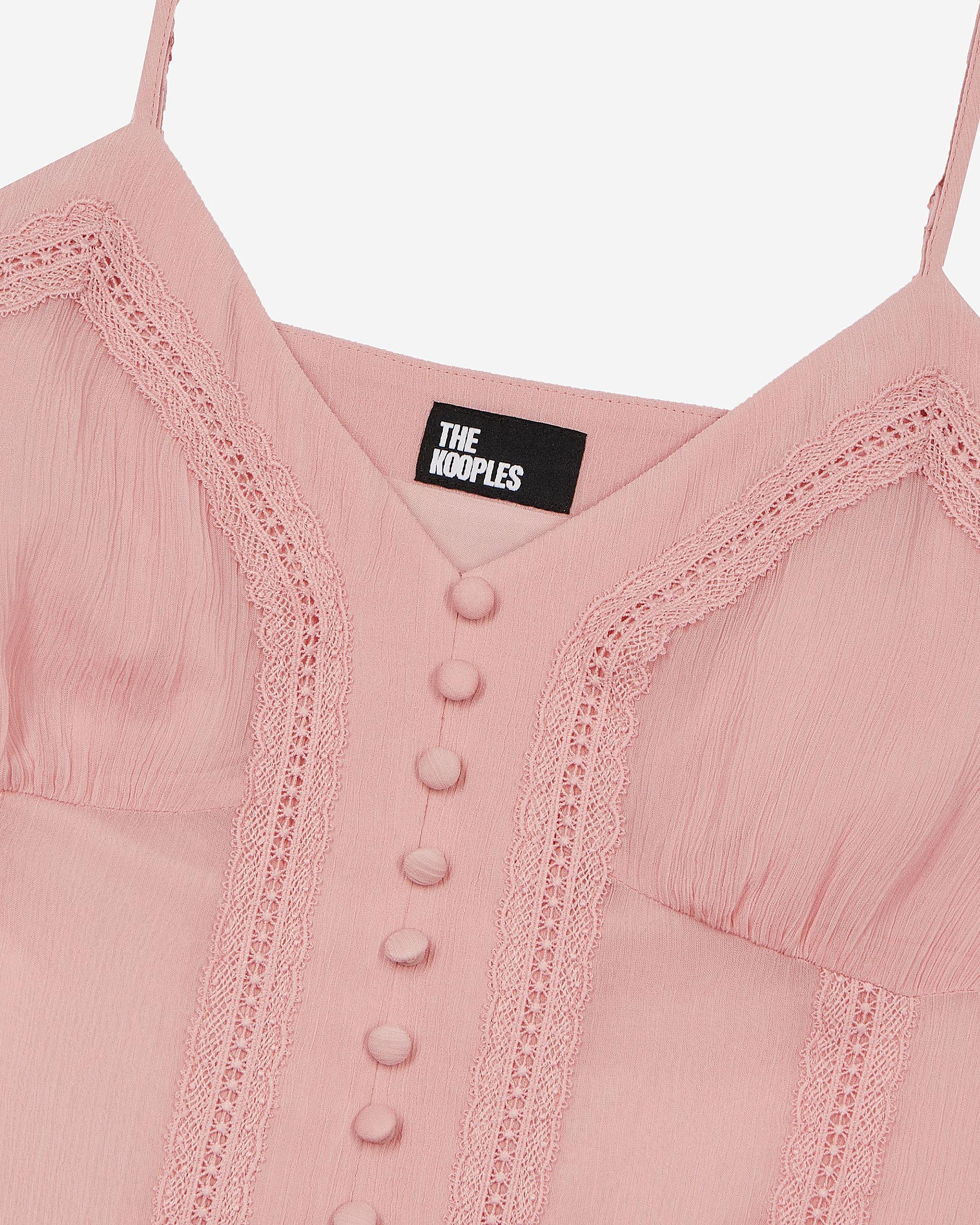 Camisole with pink lace details