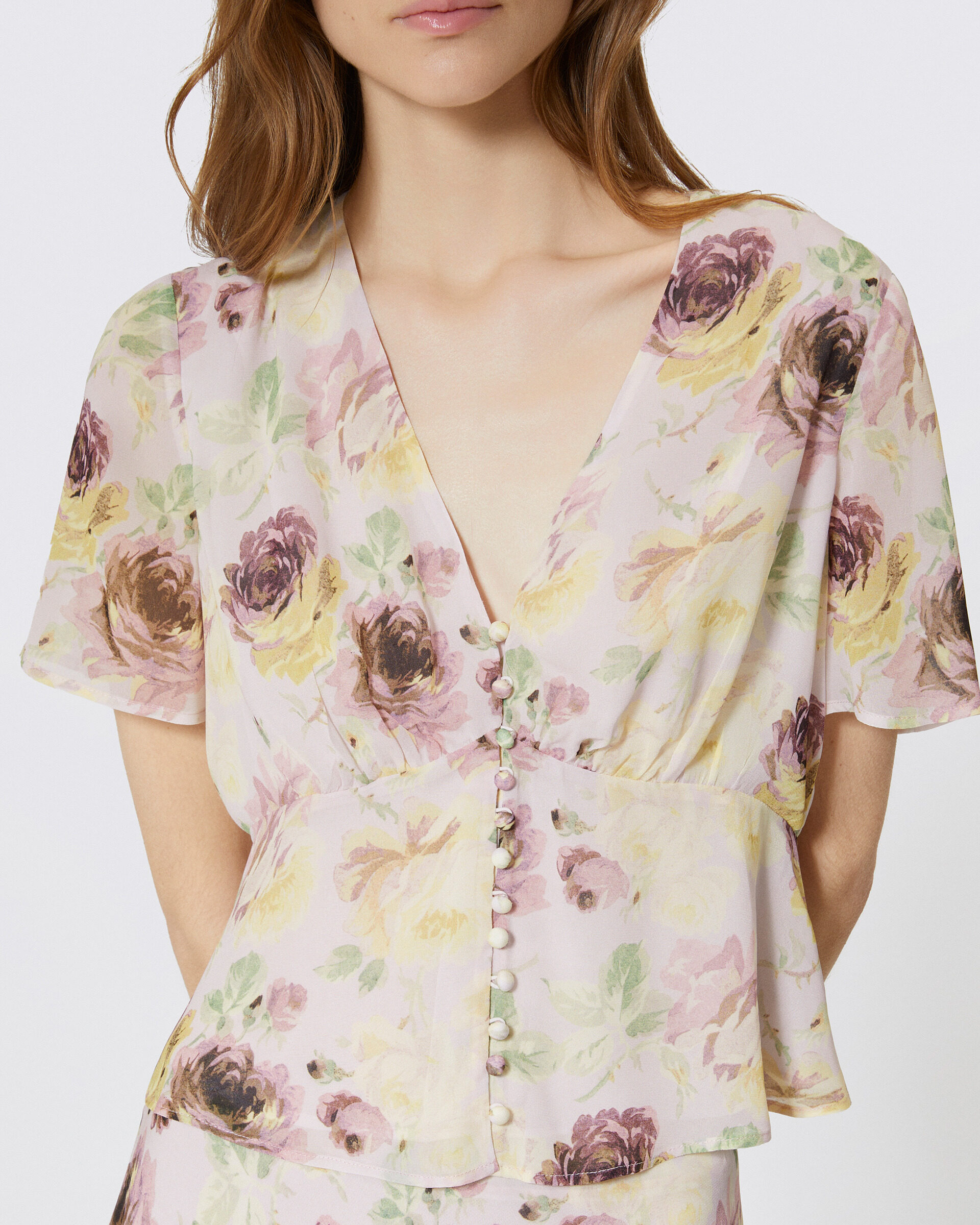 Flower print top with button detail