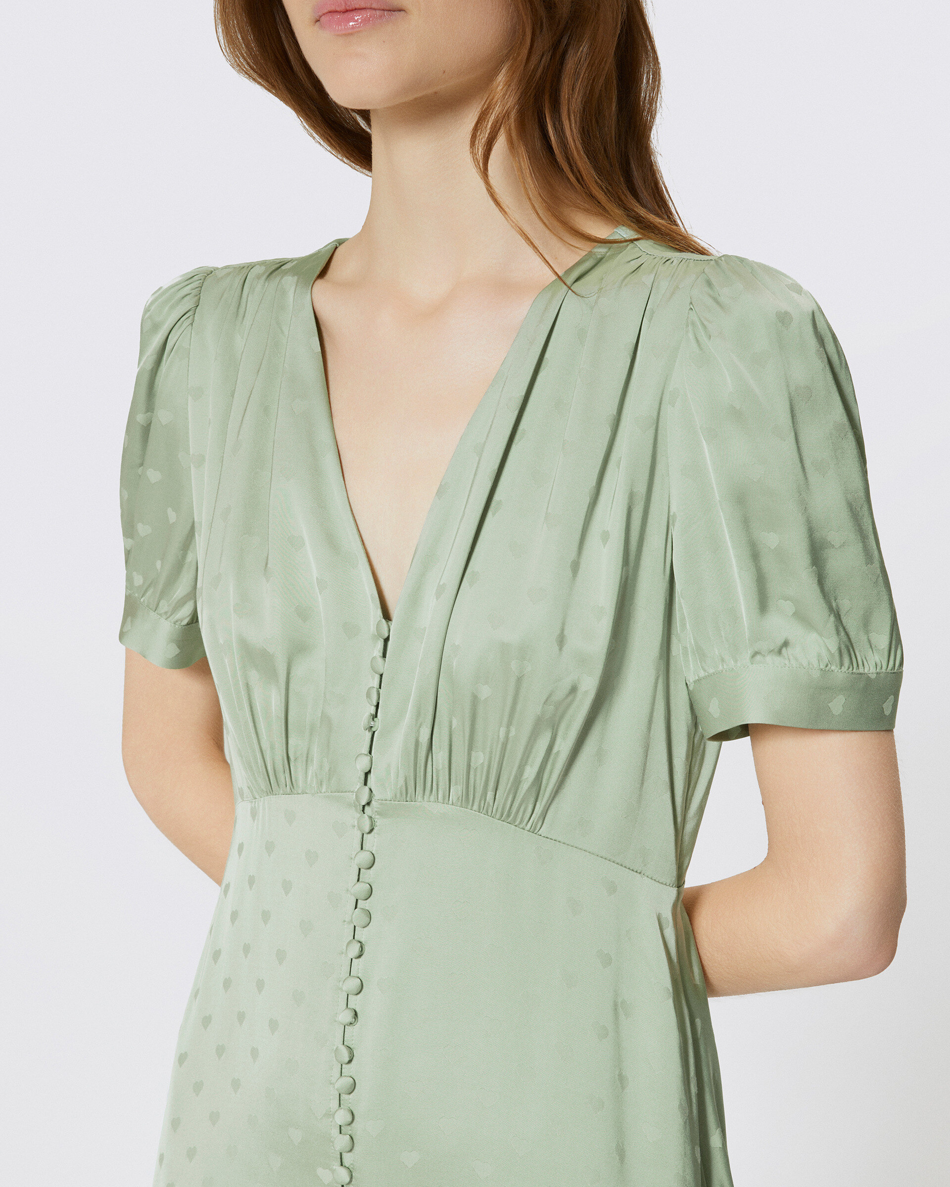 Green heart jacquard maxi dress