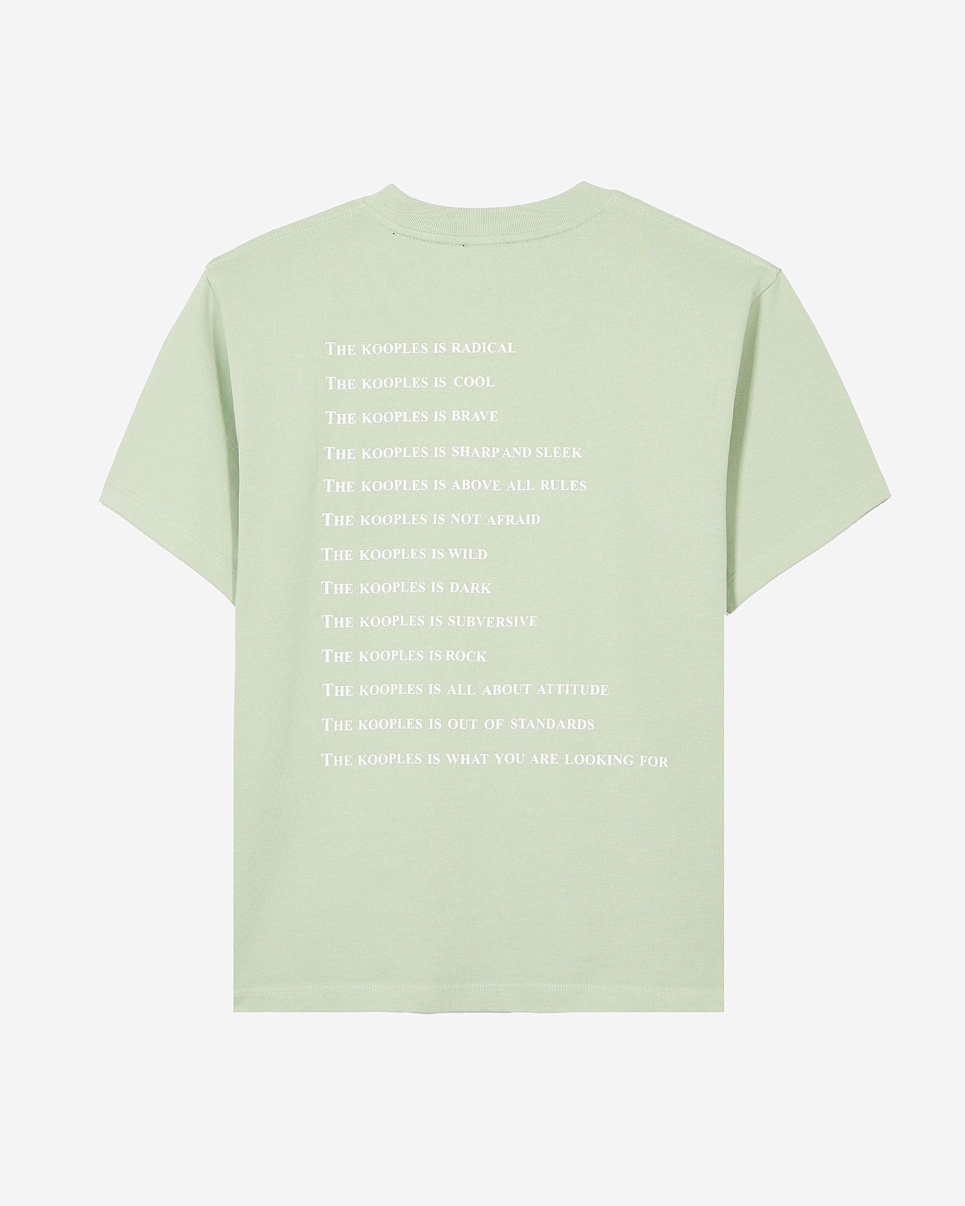 'What Is' T-shirt with green rhinestones