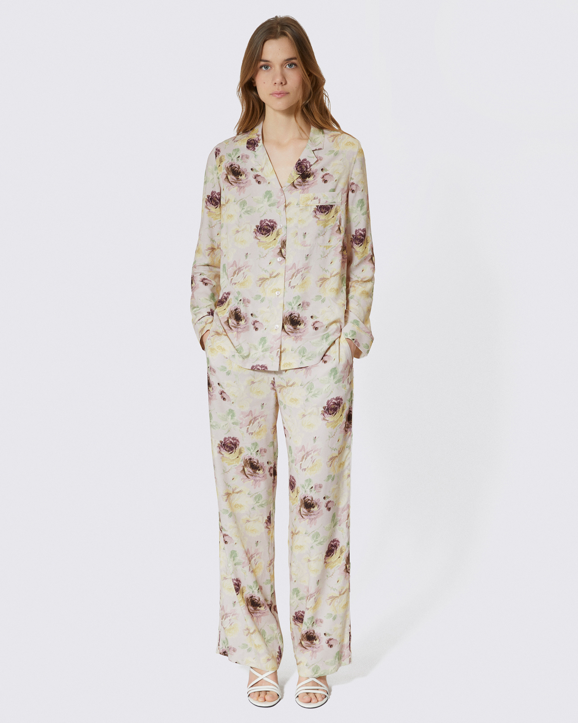 Floral print straight-leg pants