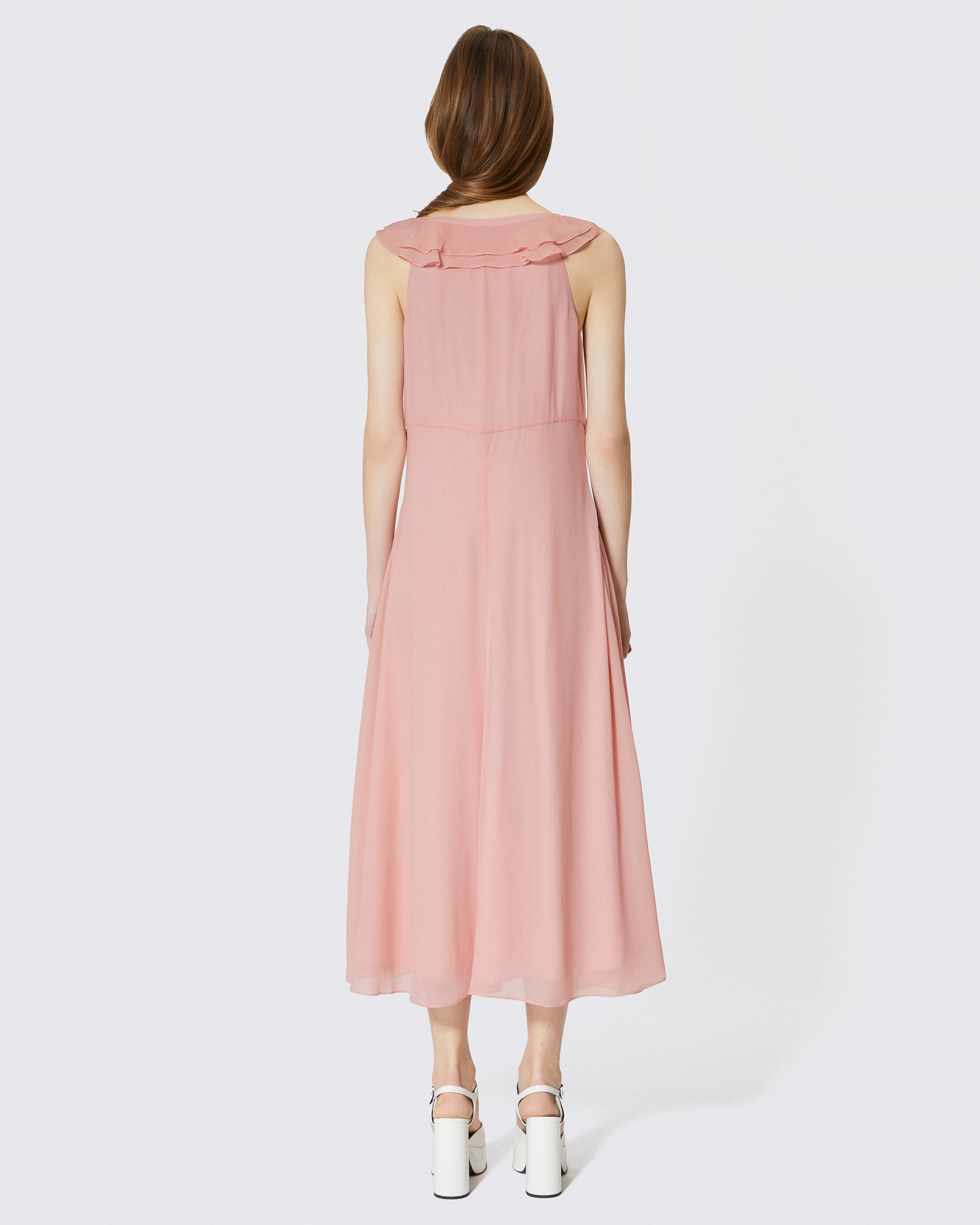Pink ruffled maxi dress
