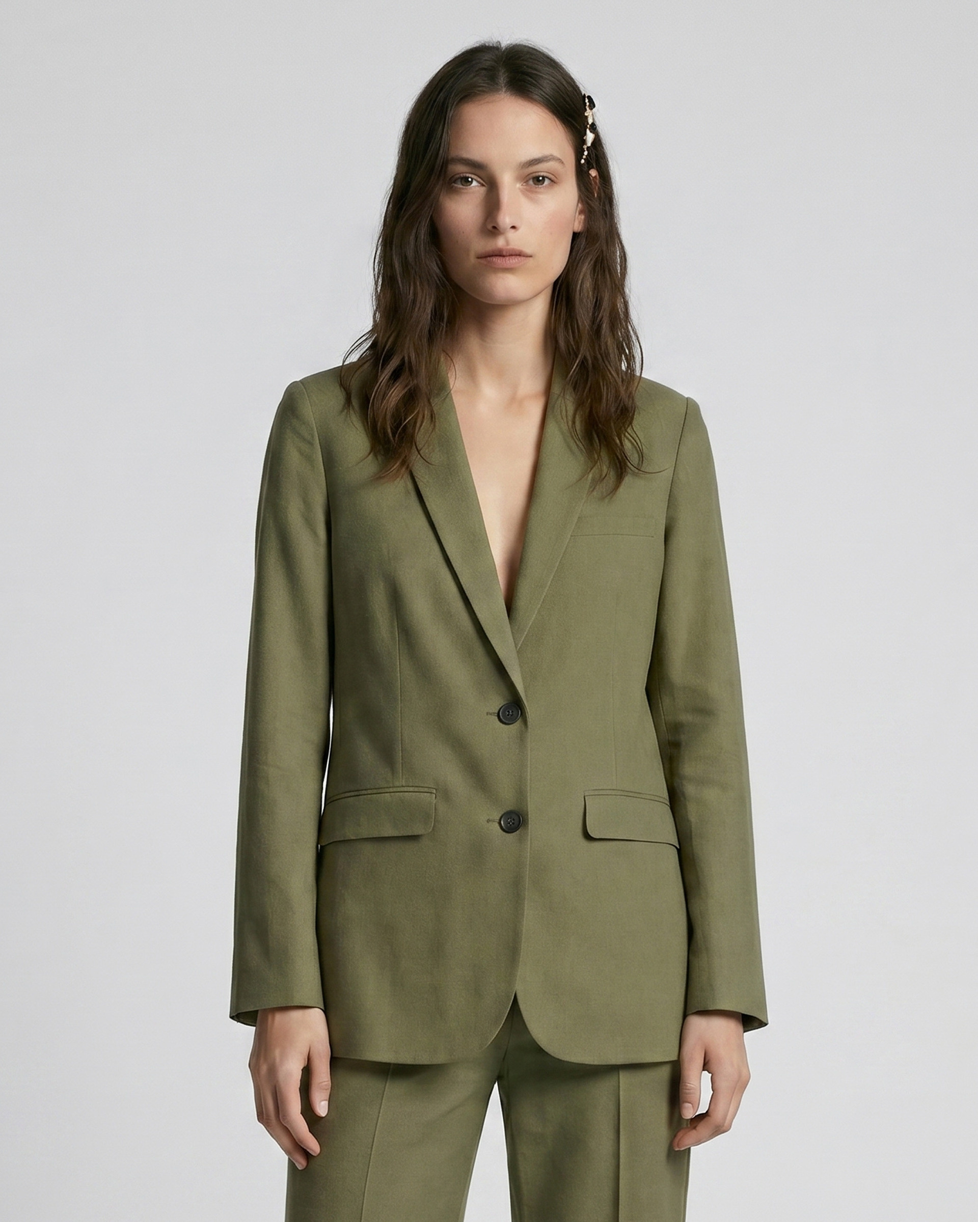 Suit jacket in khaki linen