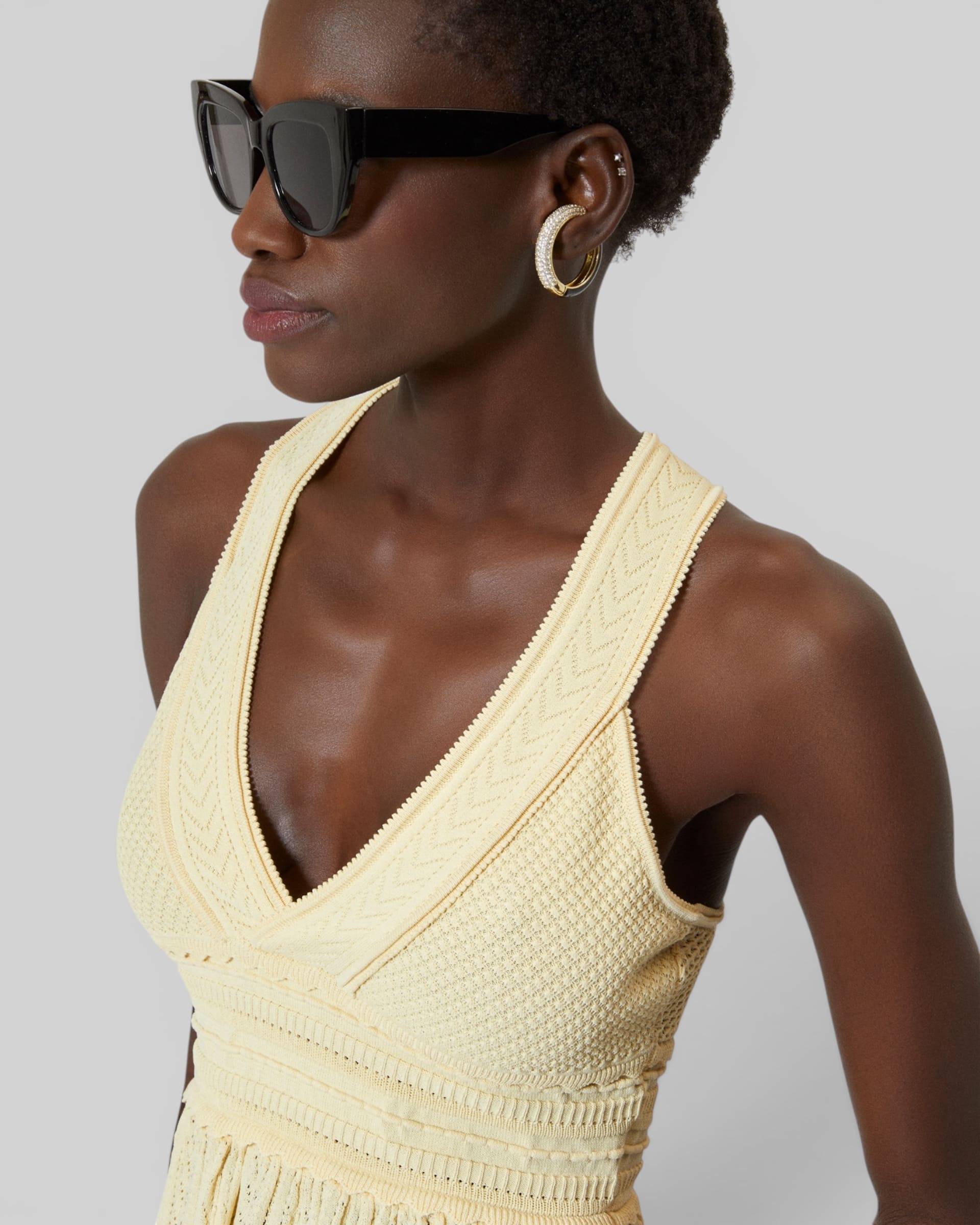 Yellow openwork top