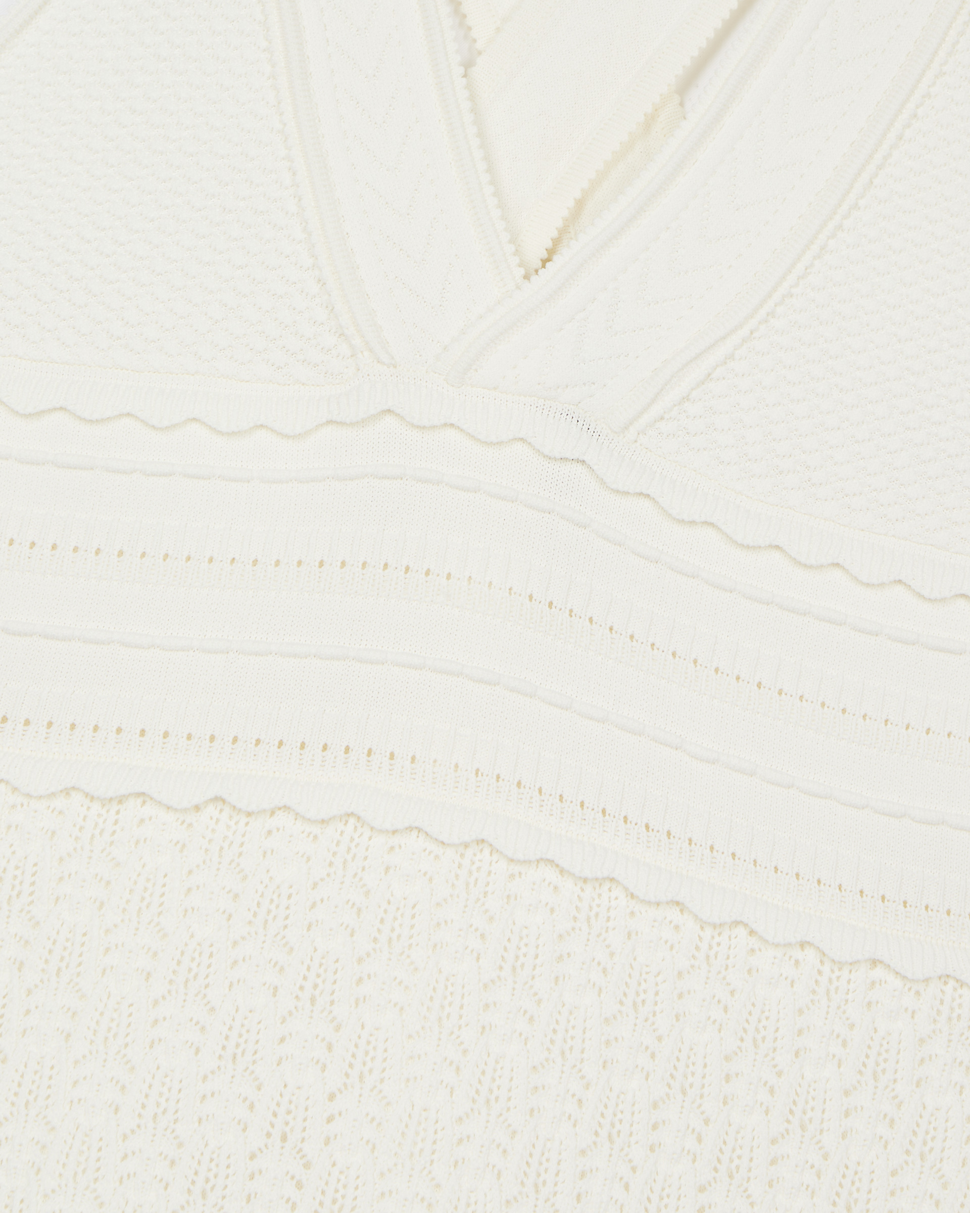 Cross-over back dress in ecru hemstitch