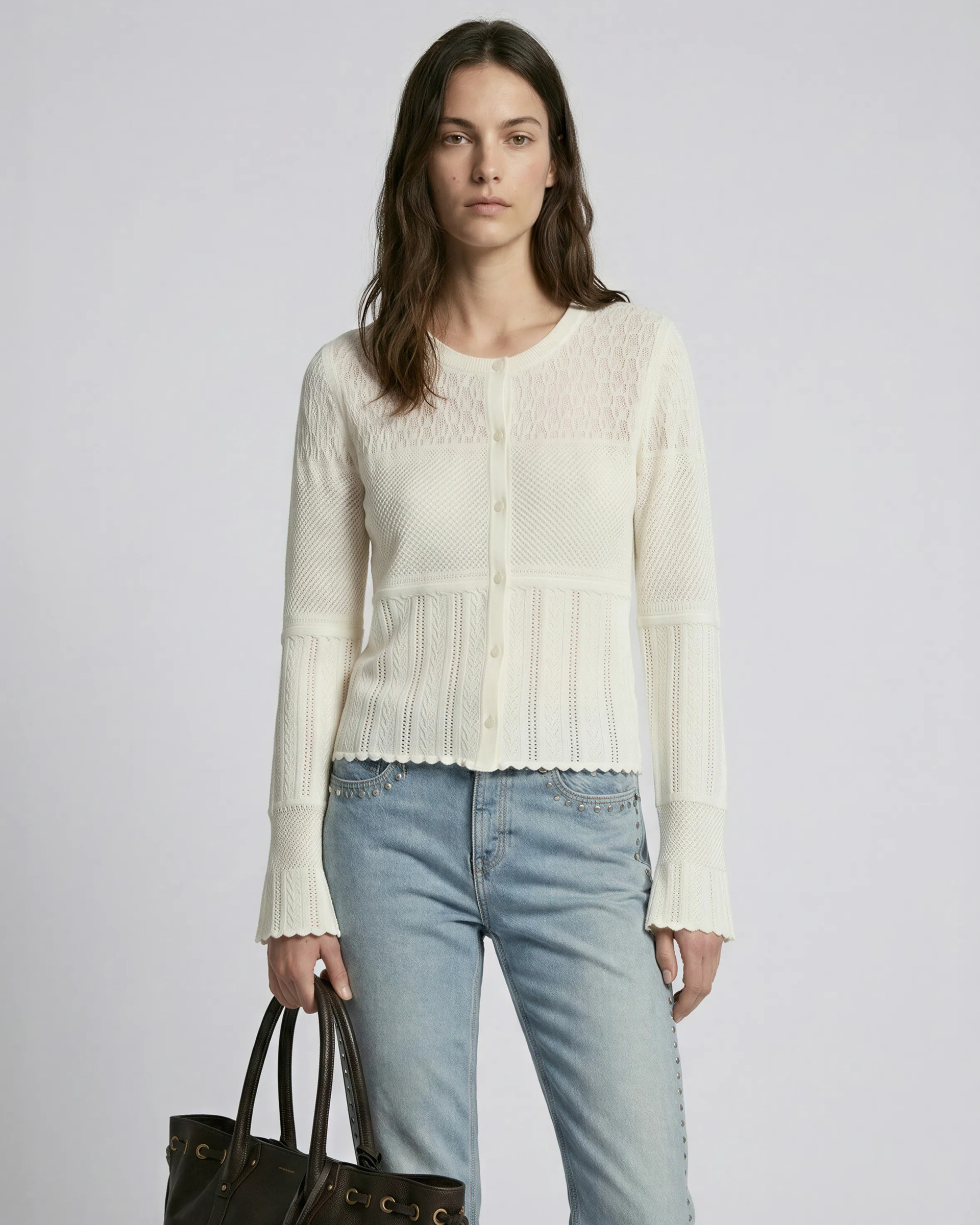 Ecru openwork cardigan