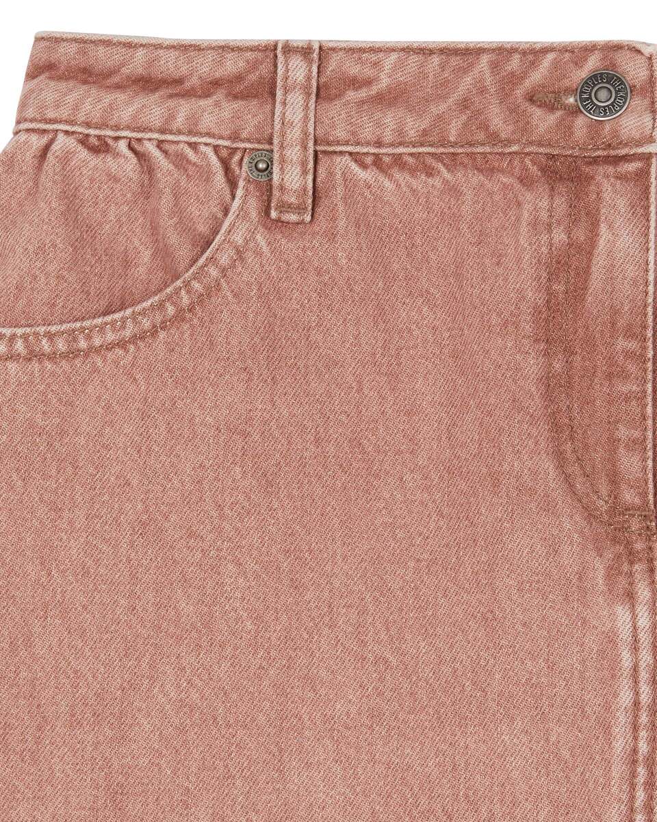 Short pink denim skirt